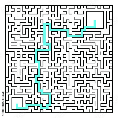 maze game with route, vector graphic