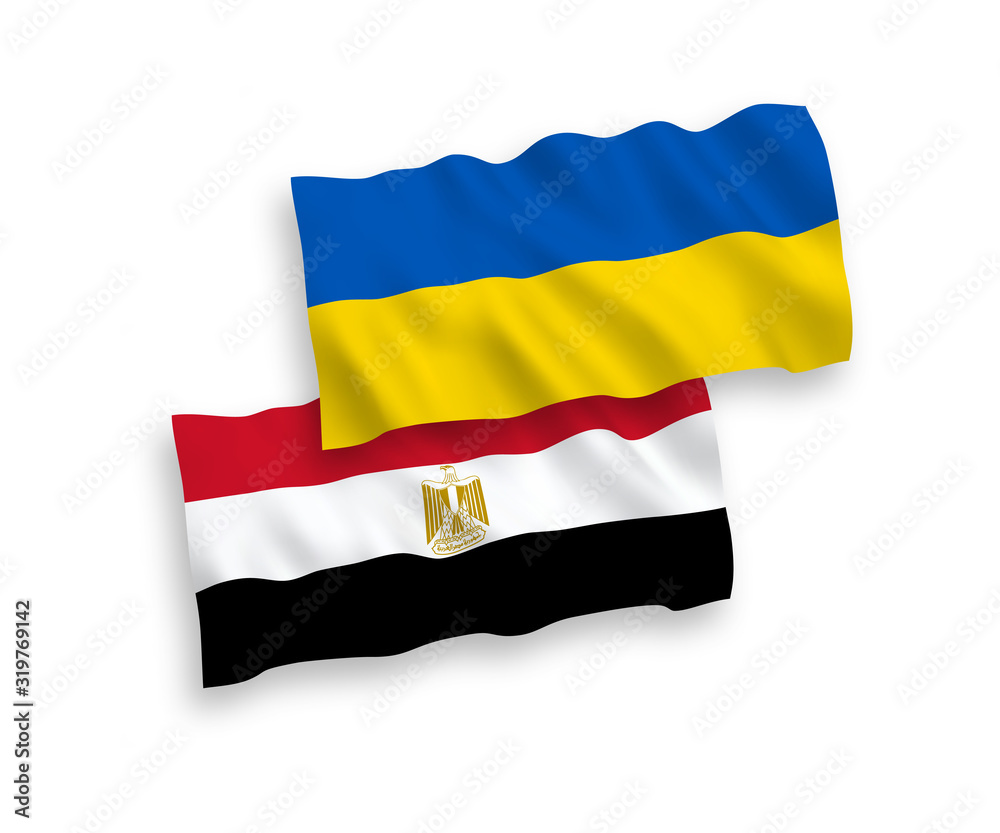 Obraz premium Flags of Egypt and Ukraine on a white background