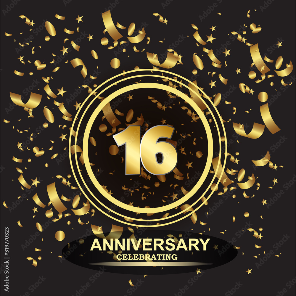 Obraz premium 16 year anniversary logo template vector
