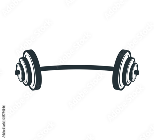 gym heavy weight lift barbel vector logo design