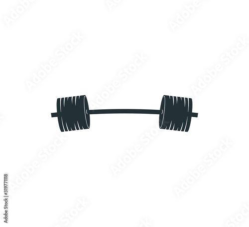 gym heavy weight lift barbel vector logo design