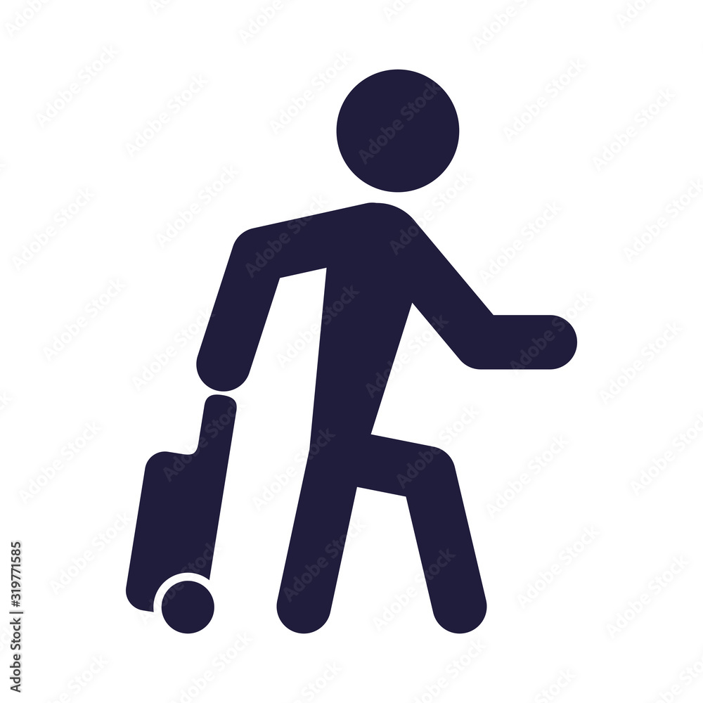 silhouette human with suitcasde signal airport silhouette human with suitcasde signal airport