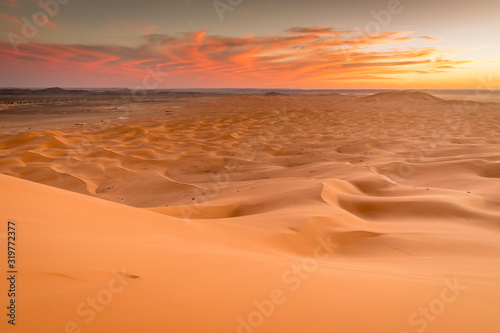 Golden orange sand dunes, Erg Chebbi, Merzouga, Morocco photo
