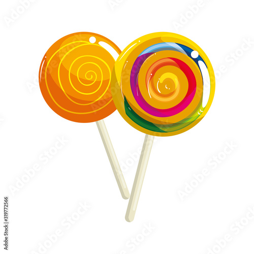 set of sweet lollipop isolated icon