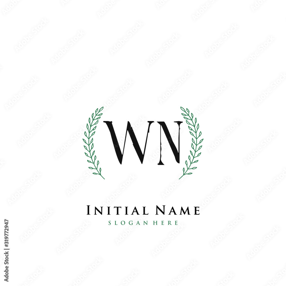 WN Initial handwriting logo vector WN Initial handwriting logo vector
