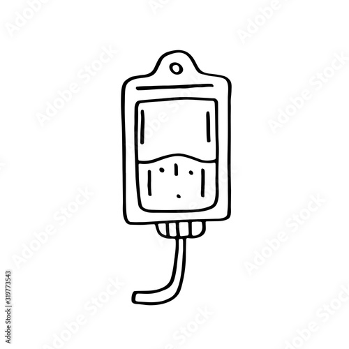 Drop counter medical equipment cartoon doodle hand drawn vector illustration, icon, sticker. Black line art design. Isolated on white background. Easy to change color. Medicine, health care.