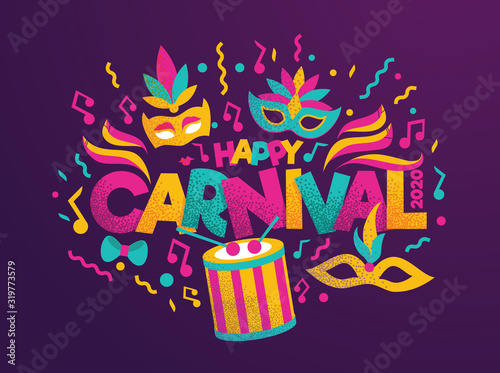 vector holiday illustration. Purim is a Jewish holiday established according to the biblical Book of Esther. Translation from Hebrew: Happy Purim. graphics design for the festive carnival photo