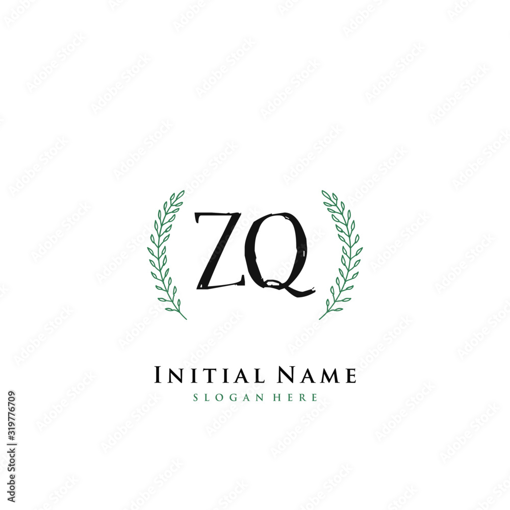 ZQ Initial handwriting logo vector