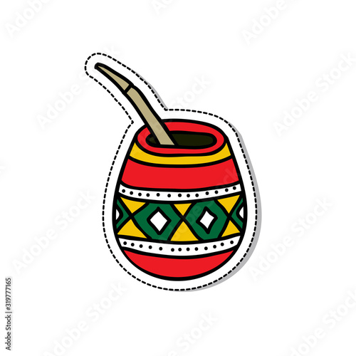 mate tea doodle icon, vector illustration