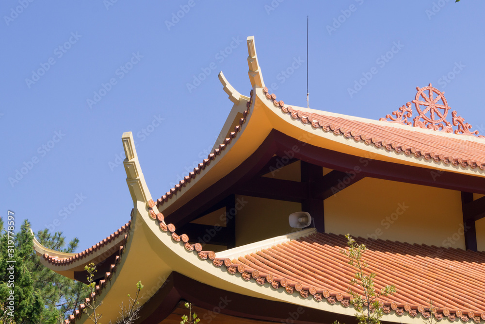  curved roof of an asian temple