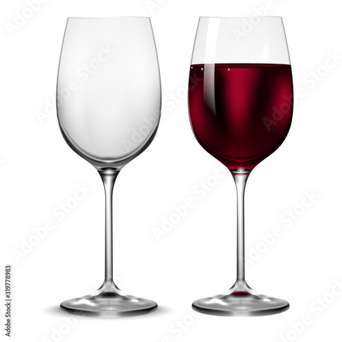Empty and full transparency wine glass. Vector