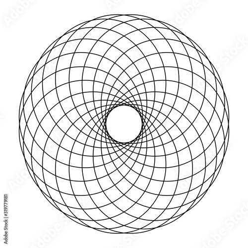The circular pattern, geometric mandala. black and white vector illustration. Vector geometric oscillating shapes. Graphical element for design work.