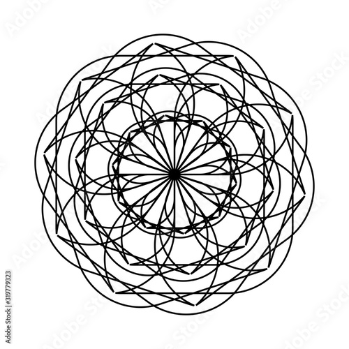 Circular pattern in form of mandala for Henna, Mehndi, tattoo, decoration. Decorative ornament in ethnic oriental style. Coloring book page.