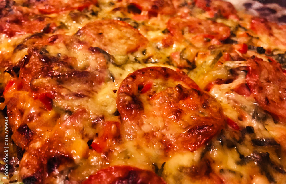 Pizza with ham and cheese Pizza with ham and cheese