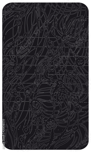 Tarot cards back design, reverse side.  Lilith, astrological symbol