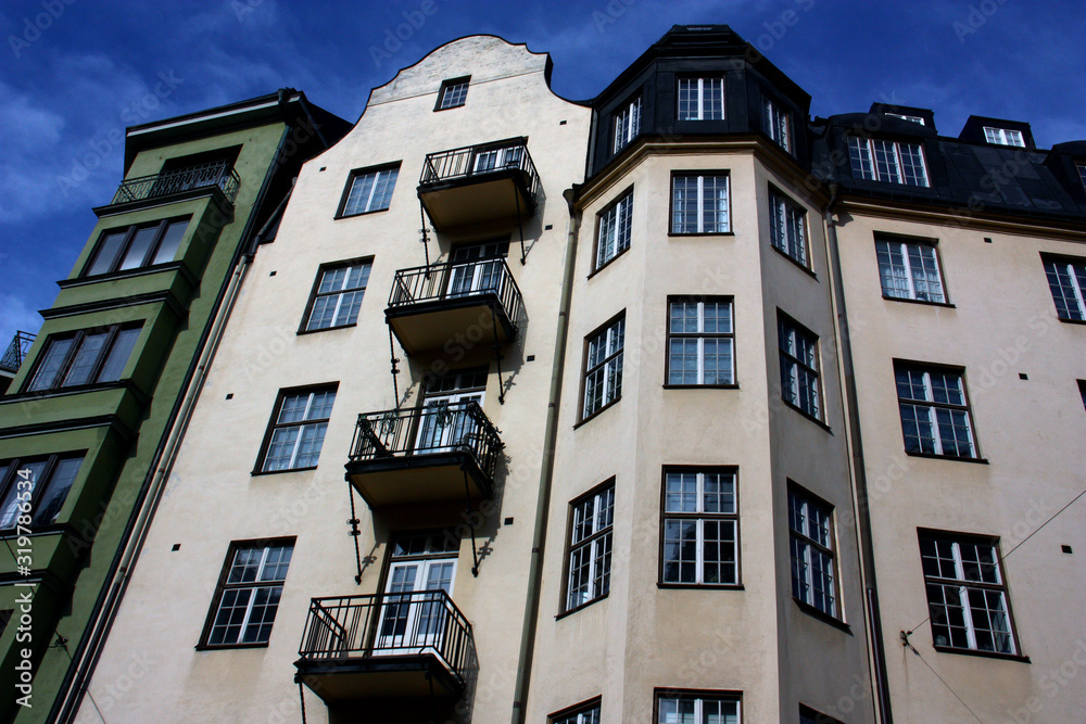 Obraz premium Husfasad på bostadshus.