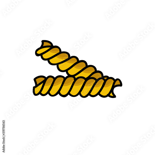 fusilli pasta doodle icon, vector illustration