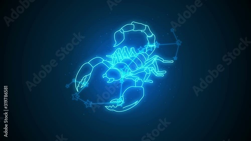 Scorpio zodiac constellation icons signs with galaxy stars background, Astrology symbol