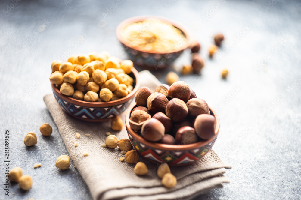 Fototapeta premium Organic food concept with nuts