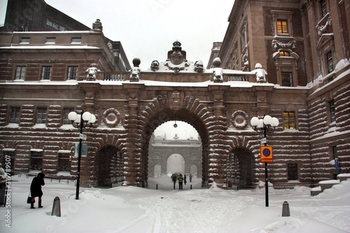 Photography Snöstorm vid riksdagshuset i Stockholm
