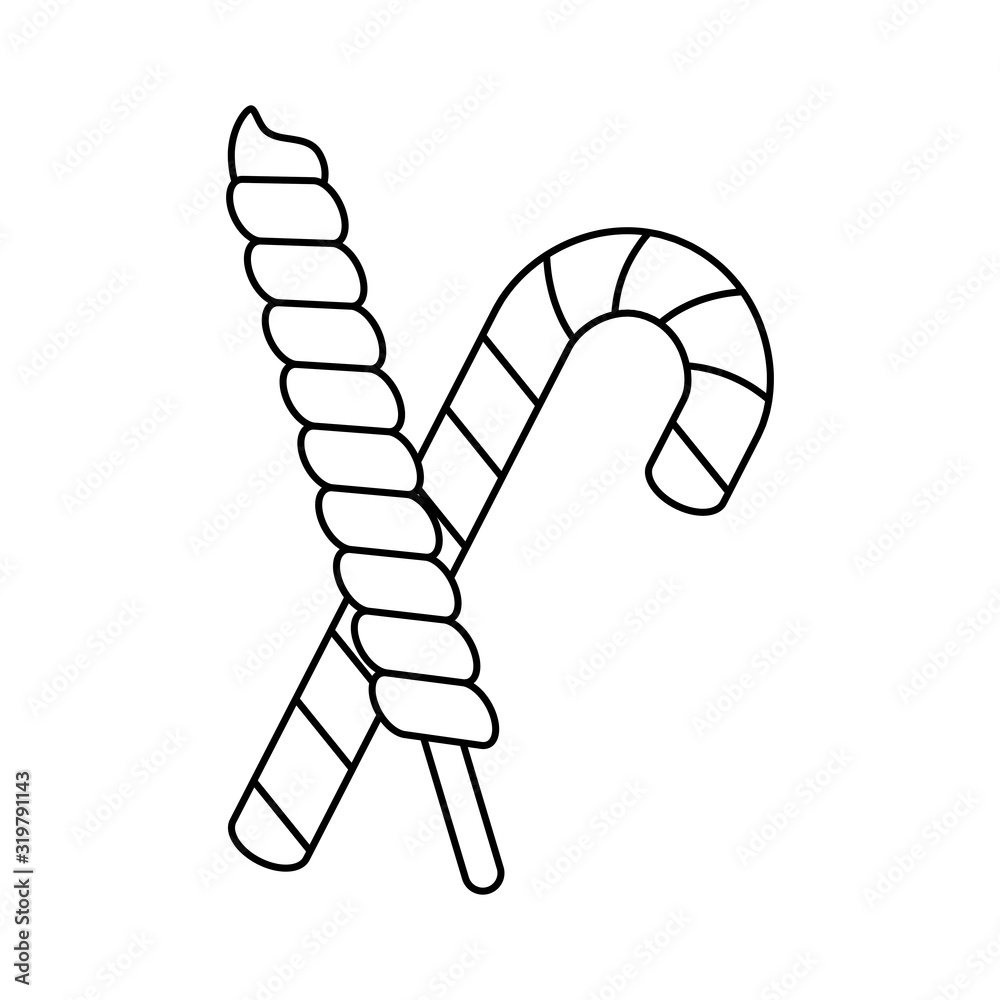 candy spiral in stick with candy cane candy spiral in stick with candy cane