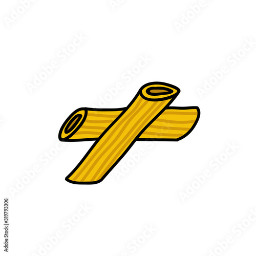 penne pasta doodle icon, vector illustration