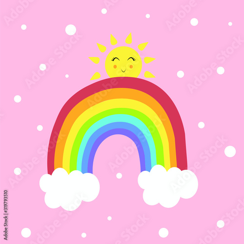 rainbow sun cloud illustration vector nursery