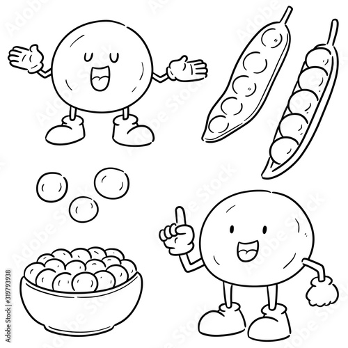 vector set of green pea