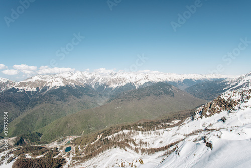 Mountain view in winter. Beautiful mountain landscape
