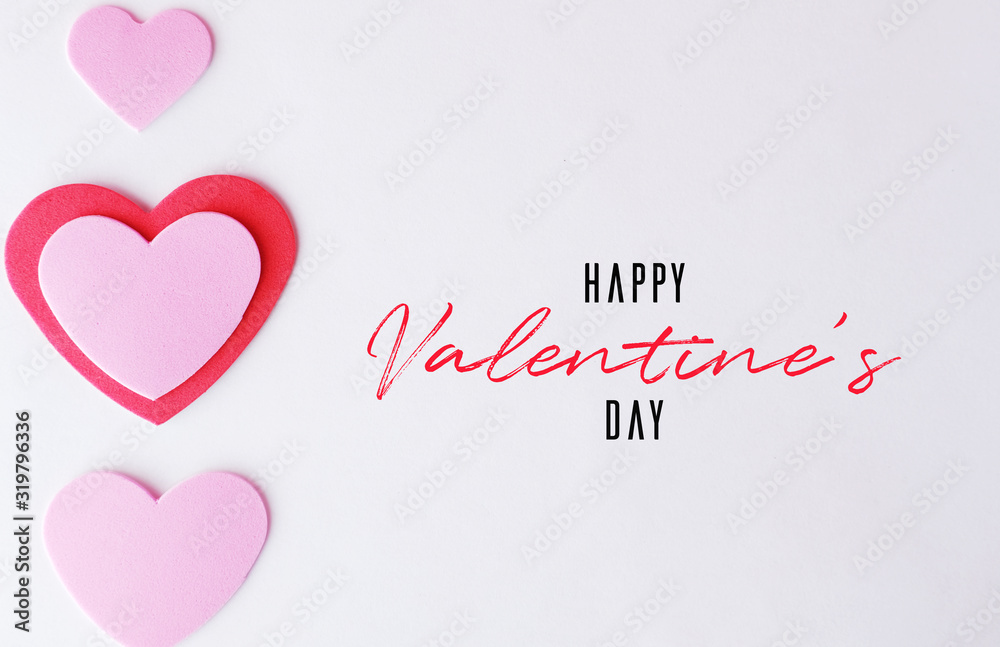 Valentine day background with heart isolated on white background for holiday.