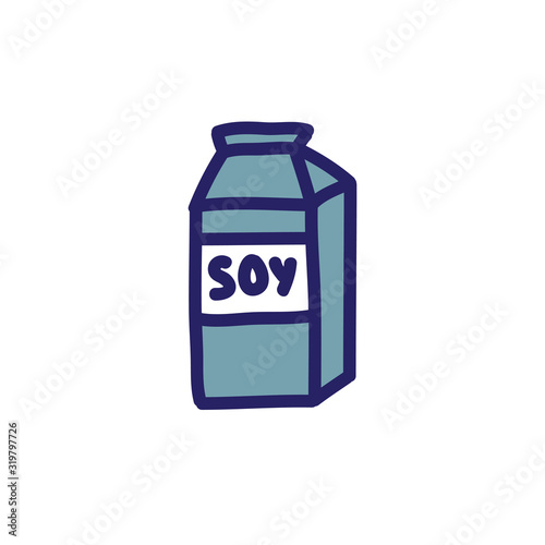 soy milk doodle icon, vector illustration