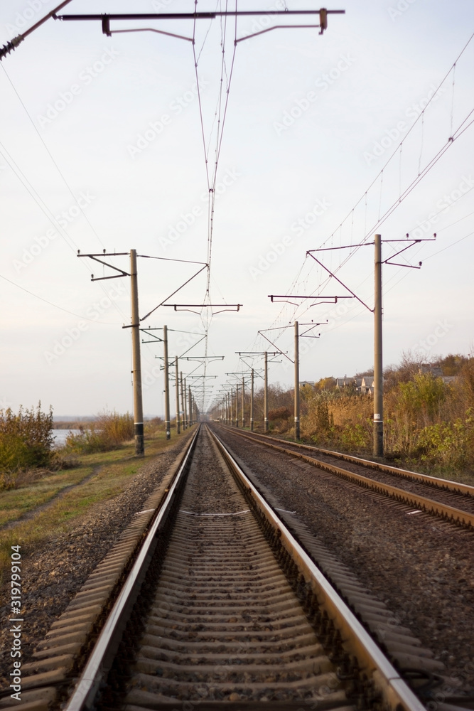 Railway rails metal reliable transport - travel, industry, perspective Railway rails metal reliable transport - travel, industry, perspective