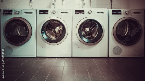 Washing Machines In Launderette. laundry machines