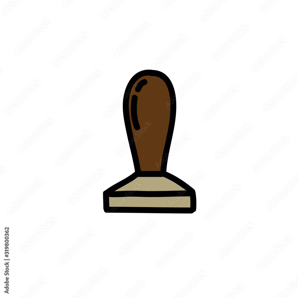 coffee tamper doodle icon, vector illustration