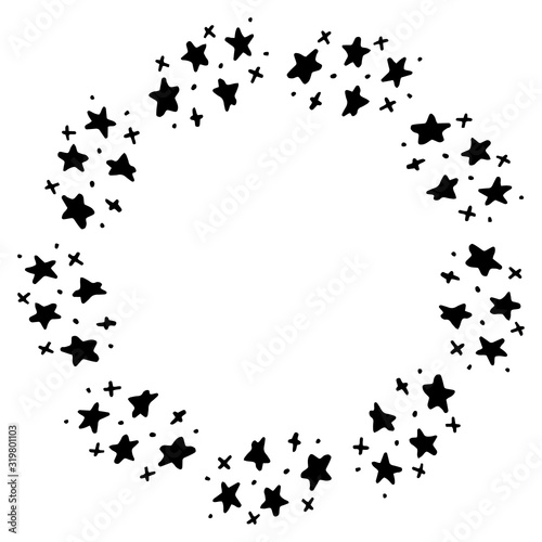 black and white vector frame in rustic style with curves, curls. Hand drawn elements. minimalism, simplicity.