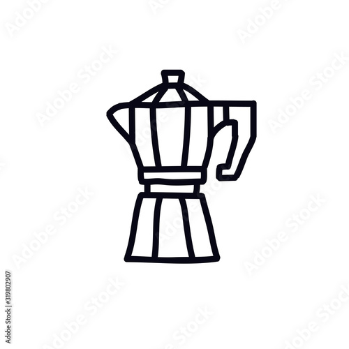 moka pot doodle icon, vector illustration