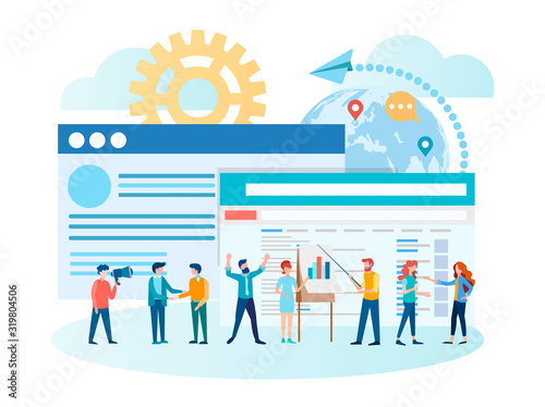 Work in a team of a large company concept vector illustration
