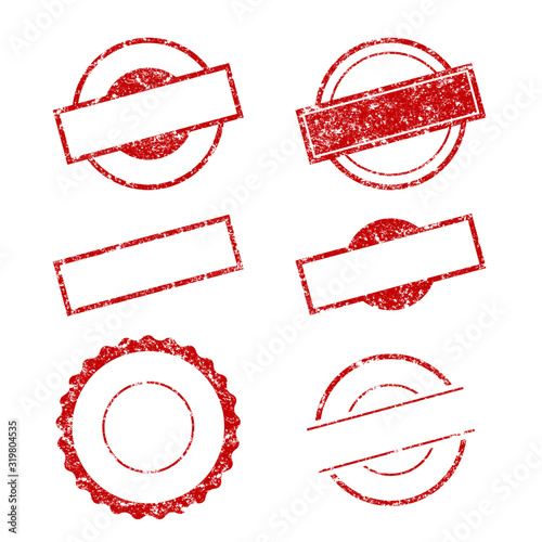 Vector Stamp without text. Set of Stamps. Red Stamps. Grunge Rubber Texture Stamp. Distressed Stamp Texture. Post Stamp Collection. Vector Stamps. Circle Stamps.