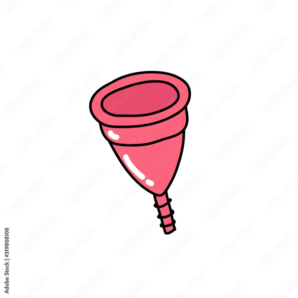 menstrual cup doodle icon, vector illustration