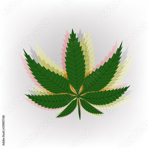Vector banner for legalize marijuana with colorful cannabis leaf. Natural product of organic hemp.