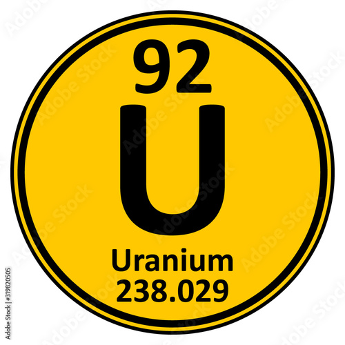 Periodic table element uranium icon.