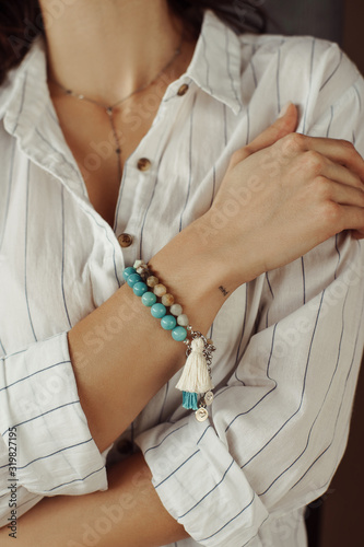 bracelet on a girl’s hand close-up