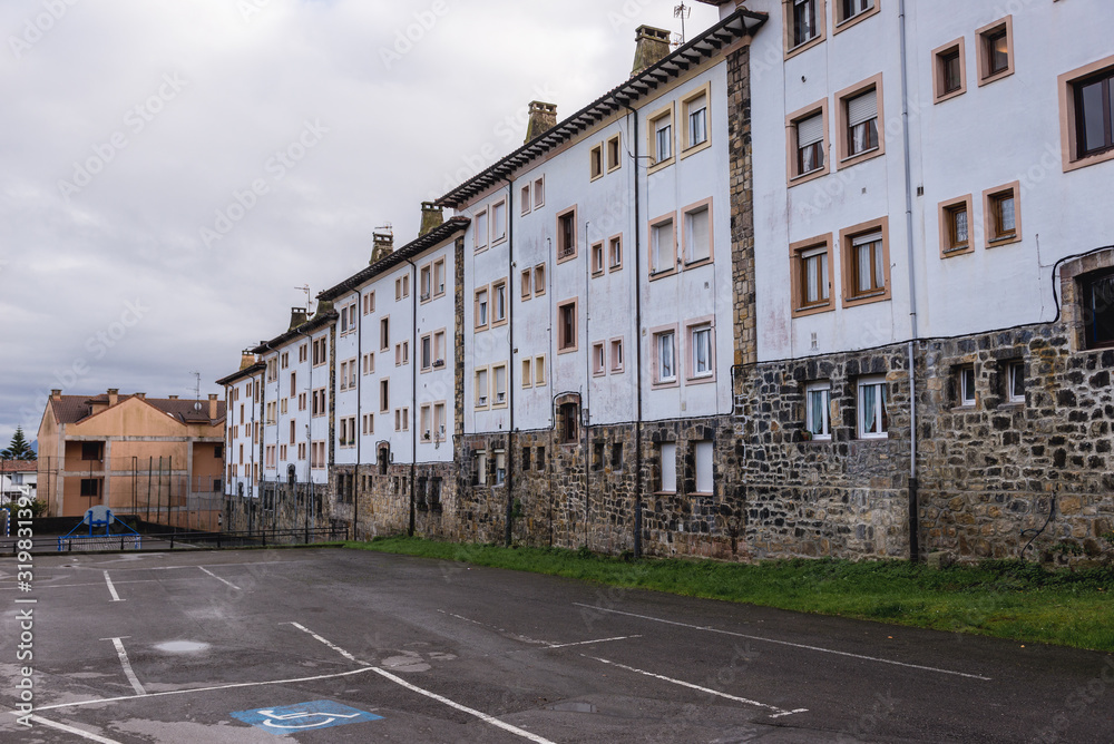Residential buildings in Llastres village, Asturias region of Spain