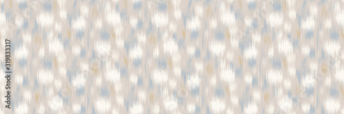 Natural gray white camo marl texture border background. Mottled . blotched camouflage melange seamless pattern. Close up organic ikat fabric ribbon trim banner. packaging textile fabric canvas edge