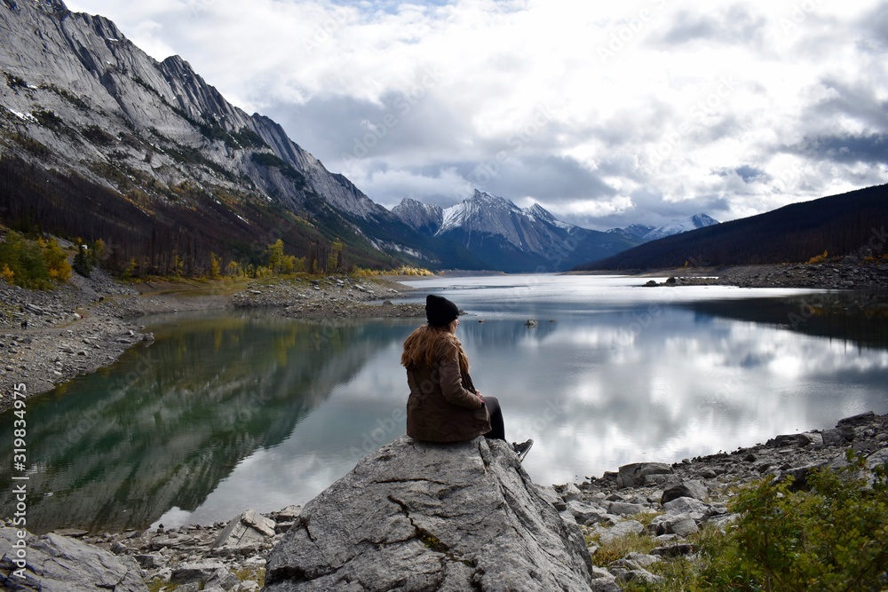 Sitting on a rock