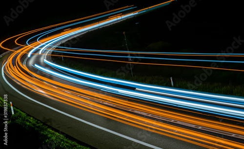 lights of cars with night. long exposure