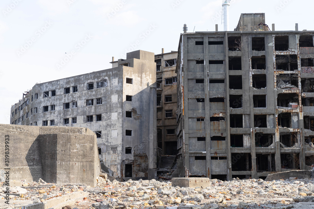 Hashima Island in Nagasaki, Japan. A symbol of the rapid industrialization of Japan. It is a UNESCO World Heritage site. Hashima Island in Nagasaki, Japan. A symbol of the rapid industrialization of Japan. It is a UNESCO World Heritage site.
