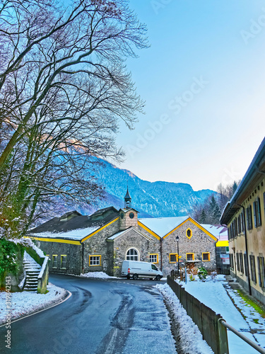 Saline de Bex in winter Switzerland. The Salt Mining Complex is listed as a Swiss heritage site of national significance. photo