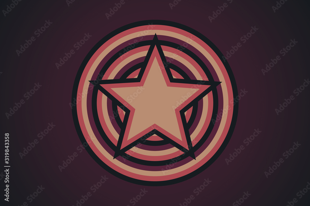 Kreis mit mehrfarbigen Ringen und einem Stern in der Mitte Kreis mit mehrfarbigen Ringen und einem Stern in der Mitte