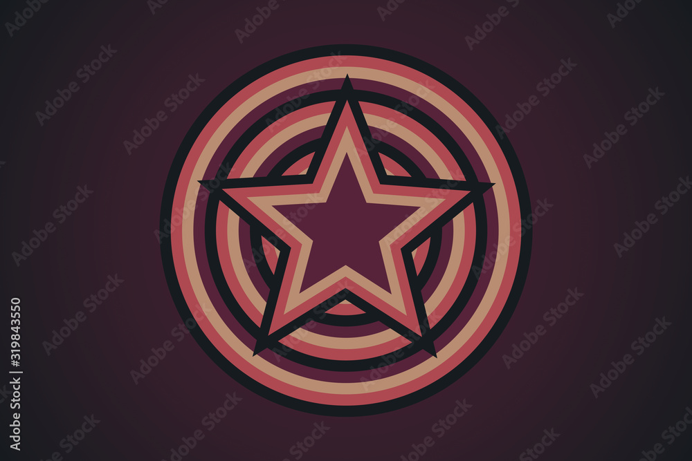 Kreis mit mehrfarbigen Ringen und einem Stern in der Mitte Kreis mit mehrfarbigen Ringen und einem Stern in der Mitte